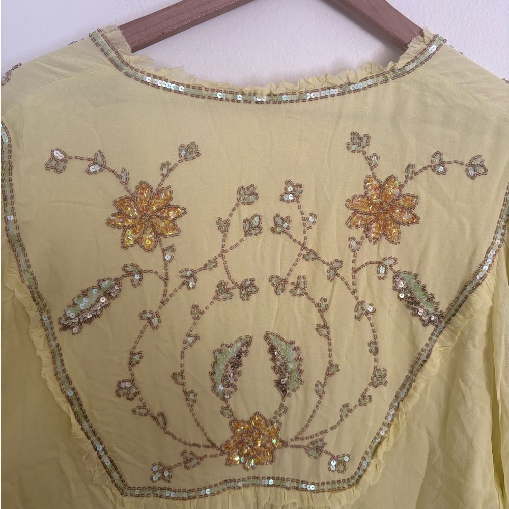 Free People Bali Golden Sun Mini Dress Jeweled Boho Chic Women’s Medium NWOT - Picture 7 of 10